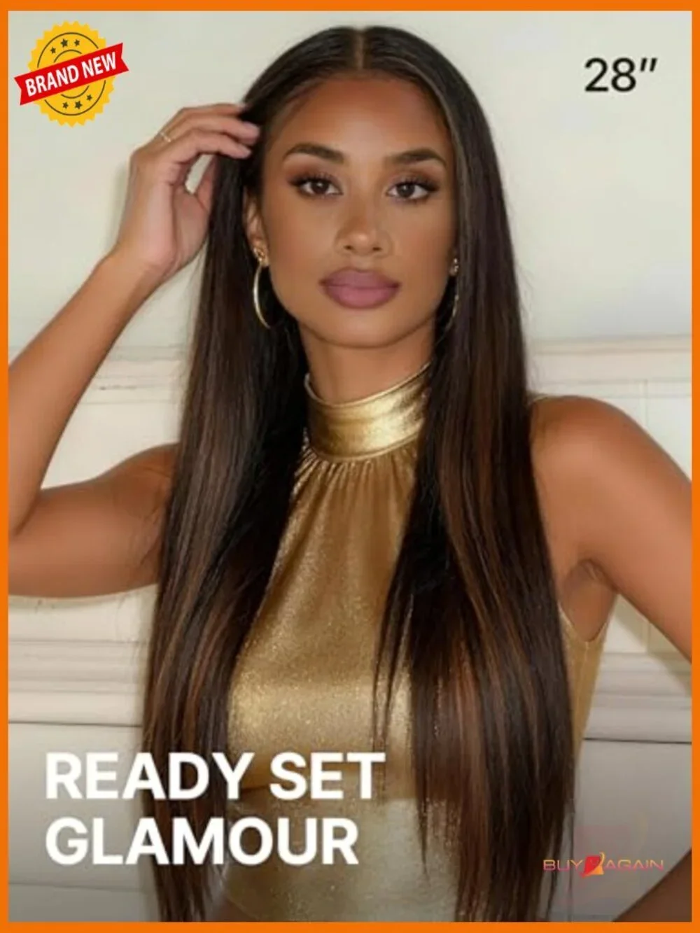 Silky Straight Glueless Lace Wig 28 Inch HD Lace Human Hair Blend Beginner